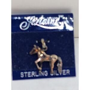 Vintage Horse Charm Pendant Equestrian Sterling Silver Jezlaine 3d Figural NOS